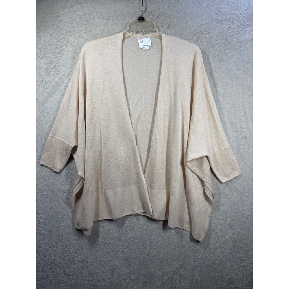 Marla Wynne Chico's Ruana Wrap Women M Beige Lightweight Coastal Cardigan